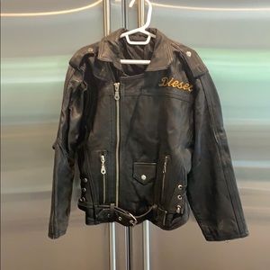 Diesel Leather Embroidered Jacket Unisex Size M